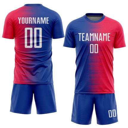 Custom Sublimation Soccer Uniform Jersey Red White-Royal Design Custom Red White-Royal Sublimation Soccer Uniform Jersey