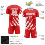 Custom Sublimation Soccer Jersey - Red and White Team Uniform Custom Red White Sublimation Soccer Uniform Jersey