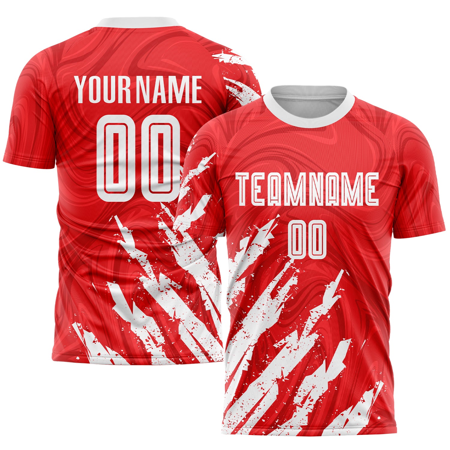 Custom Sublimation Soccer Jersey - Red and White Team Uniform Custom Red White Sublimation Soccer Uniform Jersey