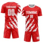 Custom Sublimation Soccer Jersey - Red and White Team Uniform Custom Red White Sublimation Soccer Uniform Jersey
