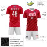 Custom Red White Soccer Jersey Sublimation Uniform, Style 6182 - Team Sports Apparel Custom Red White Sublimation Soccer