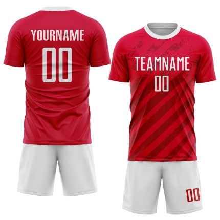 Custom Red White Soccer Jersey Sublimation Uniform, Style 6182 - Team Sports Apparel Custom Red White Sublimation Soccer