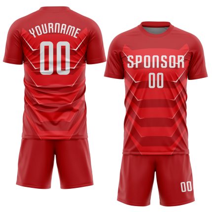 Custom Soccer Uniform Jersey Red White Sublimation Style 7609 - Performance Apparel for Teams Custom Red White Sublimation