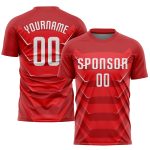 Custom Soccer Uniform Jersey Red White Sublimation Style 8098 - Personalized Athletic Wear Custom Red White Sublimation Soccer