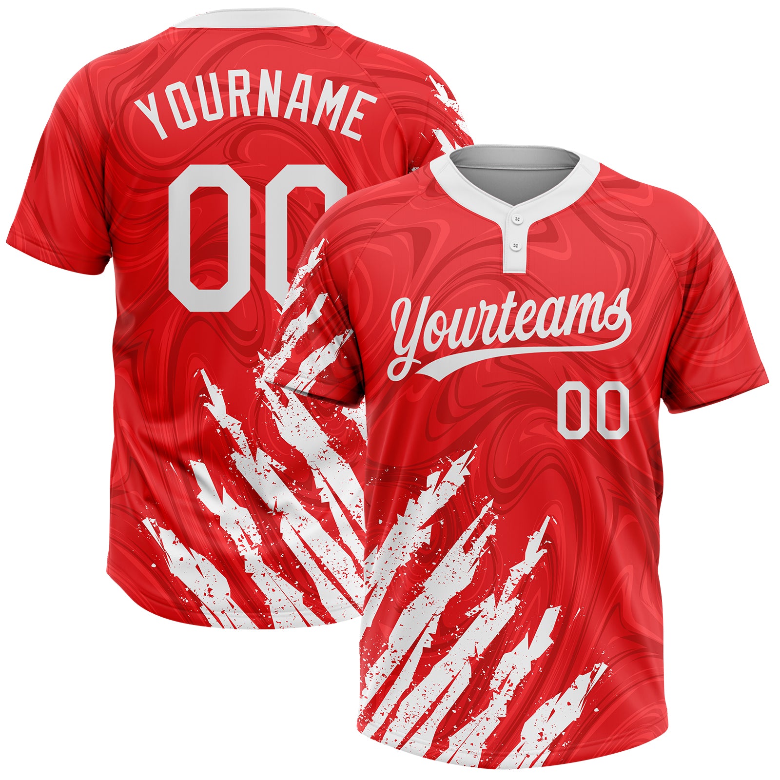 Custom Red White Two-Button Unisex Softball Jersey Style 7940 Unisex Custom Softball Jersey Red White Two-Button Style 7940 Custom Red White Two-Button Unisex Softball Jersey Style 7940