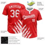 Unisex Custom Softball Jersey Red White Two-Button Style 7940 Custom Red White Two-Button Unisex Softball Jersey Style 7940
