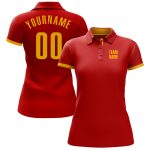 Custom Performance Golf Polo Shirt in Red and Yellow Color Combination Custom Red Yellow Performance Golf Polo Shirt