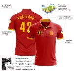Custom Performance Golf Polo Shirt in Red and Yellow Color Combination Custom Red Yellow Performance Golf Polo Shirt