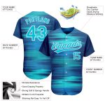 Royal Aqua Blue-White 3D Pattern Authentic Baseball Jersey - Custom Design Custom Royal Aqua Blue-White 3D Pattern Design