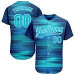 Royal Aqua Blue-White 3D Pattern Authentic Baseball Jersey - Custom Design Custom Royal Aqua Blue-White 3D Pattern Design
