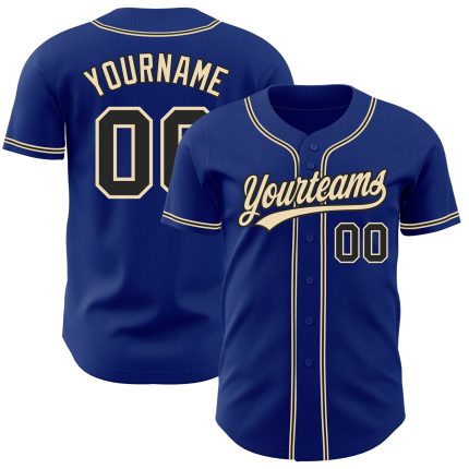 Royal Black-City Cream Authentic Baseball Jersey - Custom Design Custom Royal Black-City Cream Authentic Baseball Jersey