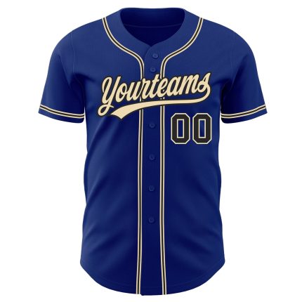 Royal Black-City Cream Authentic Baseball Jersey - Custom Design Custom Royal Black-City Cream Authentic Baseball Jersey