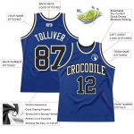 Custom Black-Cream Authentic Basketball Jersey - Royal Throwback Design Custom Royal Black-Cream Authentic Throwback Basketball