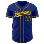 Custom Black Gold Authentic Baseball Jersey - Personalized Royal Design Custom Royal Black-Gold Authentic Baseball Jersey