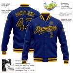 Custom Black Gold Bomber Jacket Varsity Letterman Full-Snap Style, Personalized Design for Men Custom Royal Black-Gold Bomber