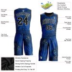 Custom Round Neck Basketball Jersey Sublimation Suit - Royal Black Gold Custom Royal Black-Gold Round Neck Sublimation Basketball