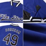 Custom Black White Varsity Letterman Bomber Jacket Full-Snap for Men and Women Custom Royal Black-White Bomber Full-Snap