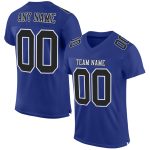 Custom Black and White Authentic Football Jersey - Royal Mesh Design Custom Royal Black-White Mesh Authentic Football Jersey