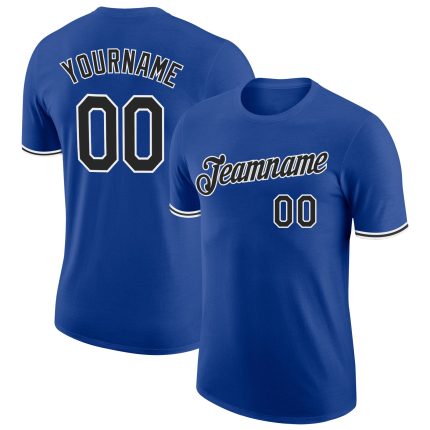 Custom Royal Black and White Performance T-Shirt for Men and Women, Breathable Activewear Custom Royal Black-White Performance