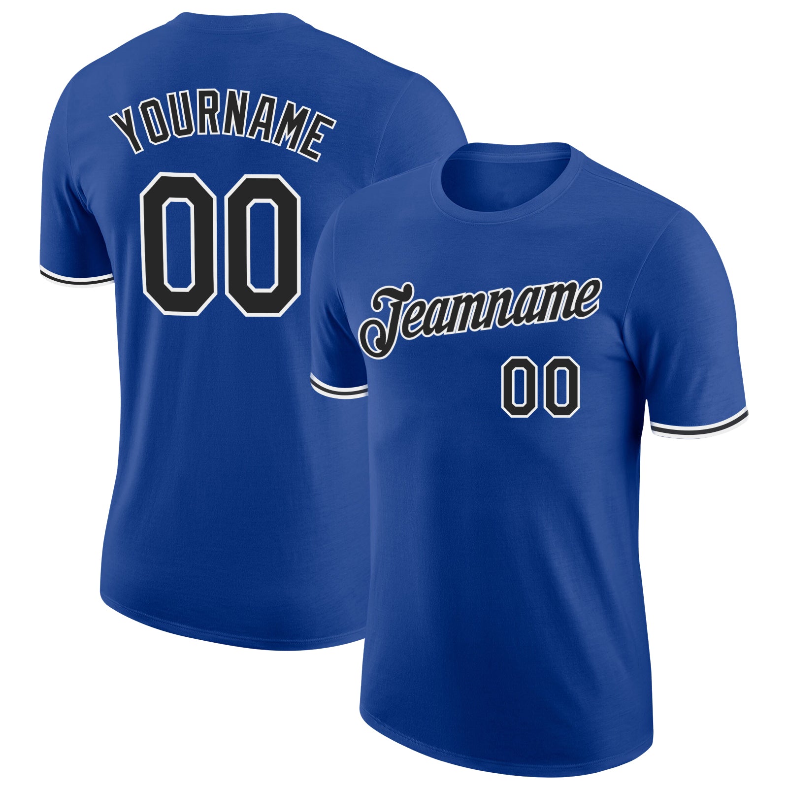 Custom Royal Black-White Performance T-Shirt Custom Royal Black and White Performance T-Shirt for Men and Women, Breathable Activewear Custom Royal Black-White Performance