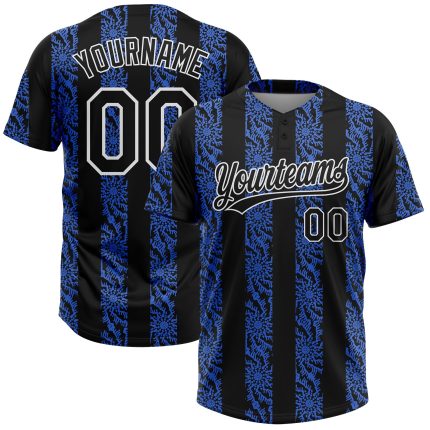 Royal Black and White Custom Softball Jersey for Men and Women - Two-Button Design Custom Royal Black-White Two-Button Unisex