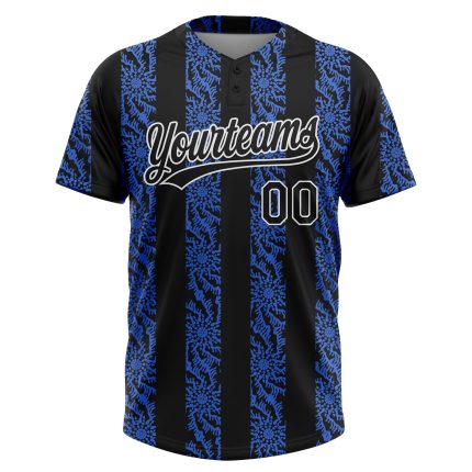 Royal Black and White Custom Softball Jersey for Men and Women - Two-Button Design Custom Royal Black-White Two-Button Unisex