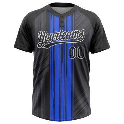 Royal Black White Unisex Softball Jersey - Custom Two-Button Style 9992 Custom Royal Black-White Two-Button Unisex Softball