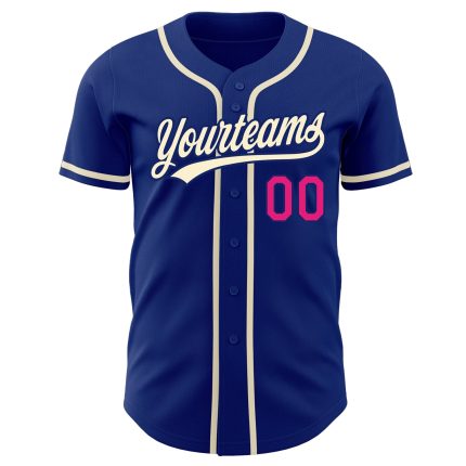 Authentic Custom Baseball Jersey in Royal Cream and Hot Pink - Personalize Your Style Custom Royal Cream-Hot Pink Authentic