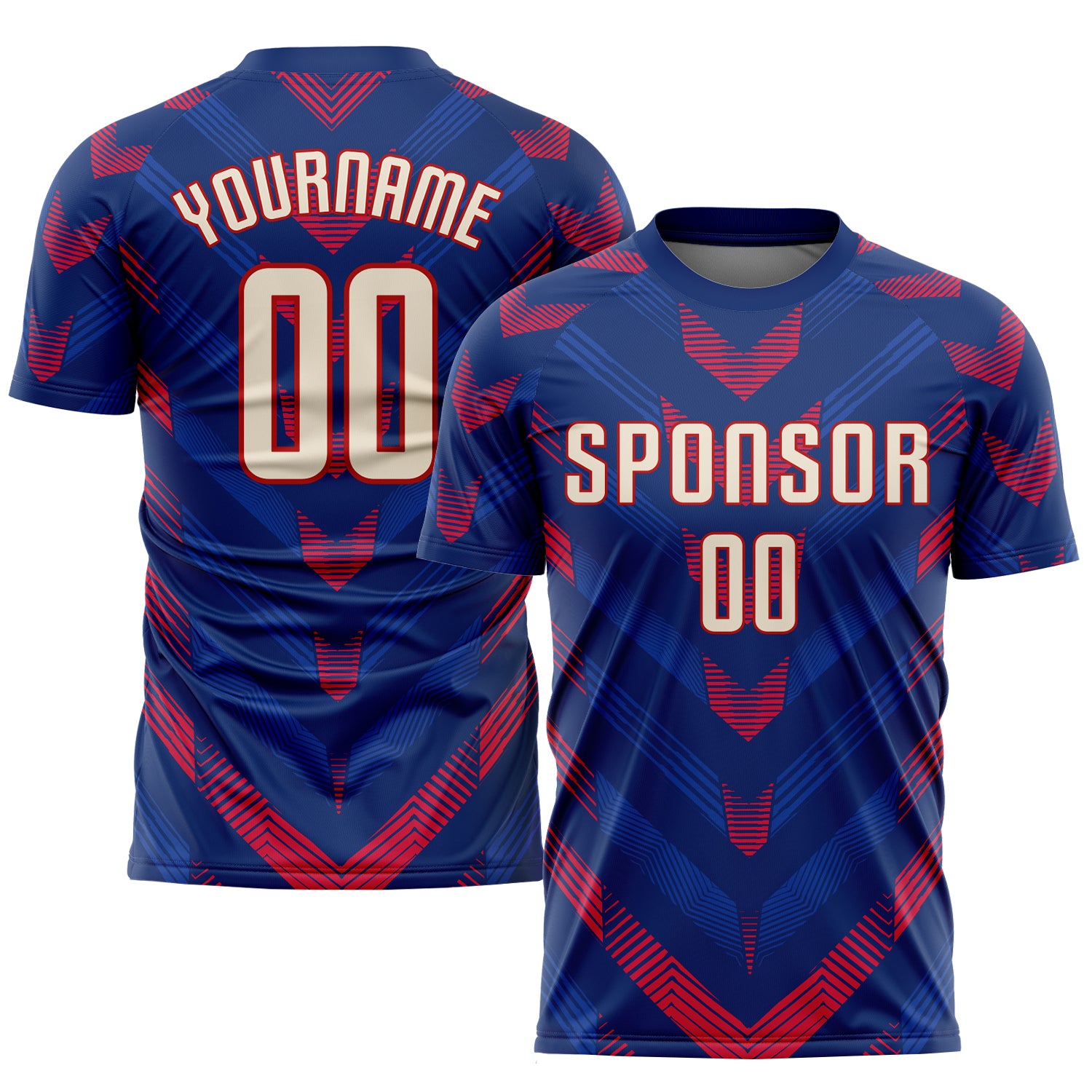 Custom Royal Red Soccer Jersey - Personalized Sublimation Uniform Custom Royal Cream-Red Sublimation Soccer Uniform Jersey