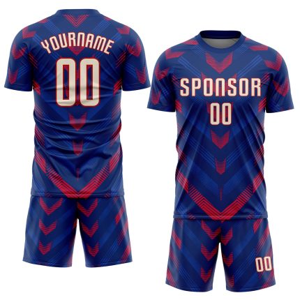 Custom Sublimation Soccer Jersey Royal Cream-Red Style 6838 - Personalized Uniform Custom Royal Cream-Red Sublimation Soccer