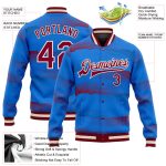 Custom 3D Pattern Varsity Letterman Jacket in Royal Crimson Cream, Full-Snap Bomber Style Custom Royal Crimson-Cream 3D Pattern