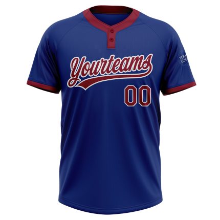 Royal Crimson-White Custom Softball Jersey Unisex Two-Button Design Custom Royal Crimson-White Two-Button Unisex Softball