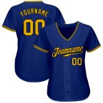 Royal Gold-Black Custom Baseball Jersey - Authentic Design for Fans Custom Royal Gold-Black Authentic Baseball Jersey
