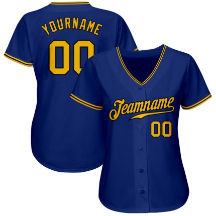 Royal Gold-Black Custom Baseball Jersey - Authentic Design for Fans Custom Royal Gold-Black Authentic Baseball Jersey