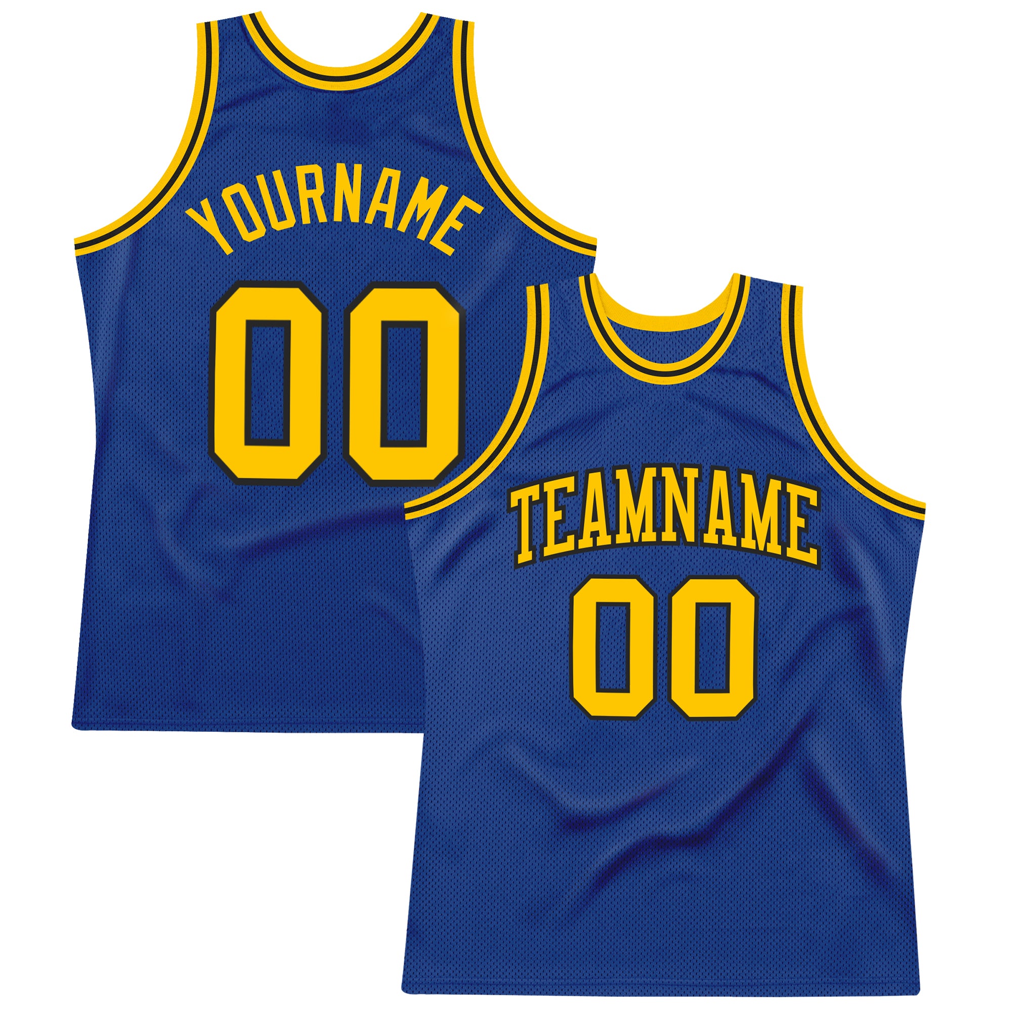 Custom Royal Gold Black Basketball Jersey - Authentic Throwback Style Custom Royal Gold-Black Authentic Throwback Basketball