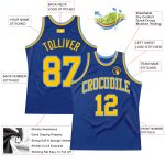 Custom Royal Gold Light Blue Basketball Jersey - Authentic Throwback Style Custom Royal Gold-Light Blue Authentic Throwback