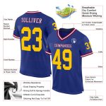 Royal Gold Maroon Custom Authentic Throwback Football Jersey, Mesh Design Custom Royal Gold-Maroon Mesh Authentic Throwback