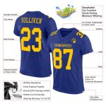 Royal Gold Authentic Football Jersey - Customizable Mesh Design Custom Royal Gold Mesh Authentic Football Jersey