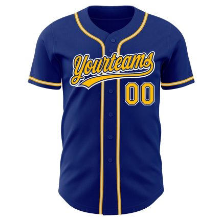 Royal Gold-White Custom Authentic Baseball Jersey Style 9934 for Men and Women Custom Royal Gold-White Authentic Baseball