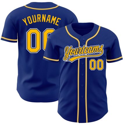 Royal Gold-White Custom Authentic Baseball Jersey Style 9934 for Men and Women Custom Royal Gold-White Authentic Baseball