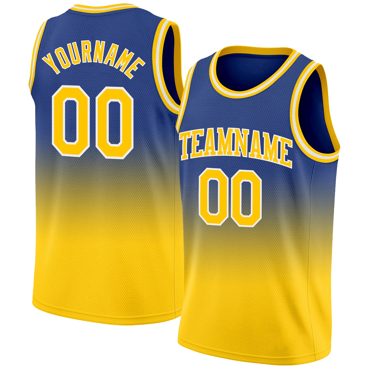Custom Royal Gold-White Basketball Jersey - Authentic Fade Design for Fashion Custom Royal Gold-White Authentic Fade Fashion