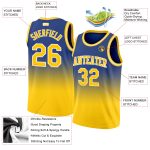 Custom Royal Gold-White Basketball Jersey - Authentic Fade Design for Fashion Custom Royal Gold-White Authentic Fade Fashion