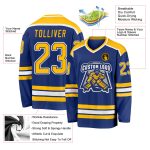 Custom Gold-White Hockey Jersey - Personalized Royal Design for Players Custom Royal Gold-White Hockey Jersey