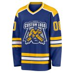 Custom Gold-White Hockey Jersey - Personalized Royal Design for Players Custom Royal Gold-White Hockey Jersey