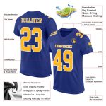 Royal Gold-White Custom Football Jersey - Authentic Mesh Design Custom Royal Gold-White Mesh Authentic Football Jersey