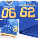 Royal Gold and White Custom Authentic Throwback Football Jersey - Mesh Design Custom Royal Gold-White Mesh Authentic Throwback