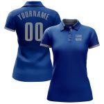 Royal Gray Performance Golf Polo Shirt - Customizable Mens Golf Attire Custom Royal Gray Performance Golf Polo Shirt