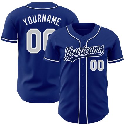 Custom Royal Gray White Baseball Jersey - Authentic Sports Apparel Jersey Custom Royal Gray-White Authentic Baseball Jersey