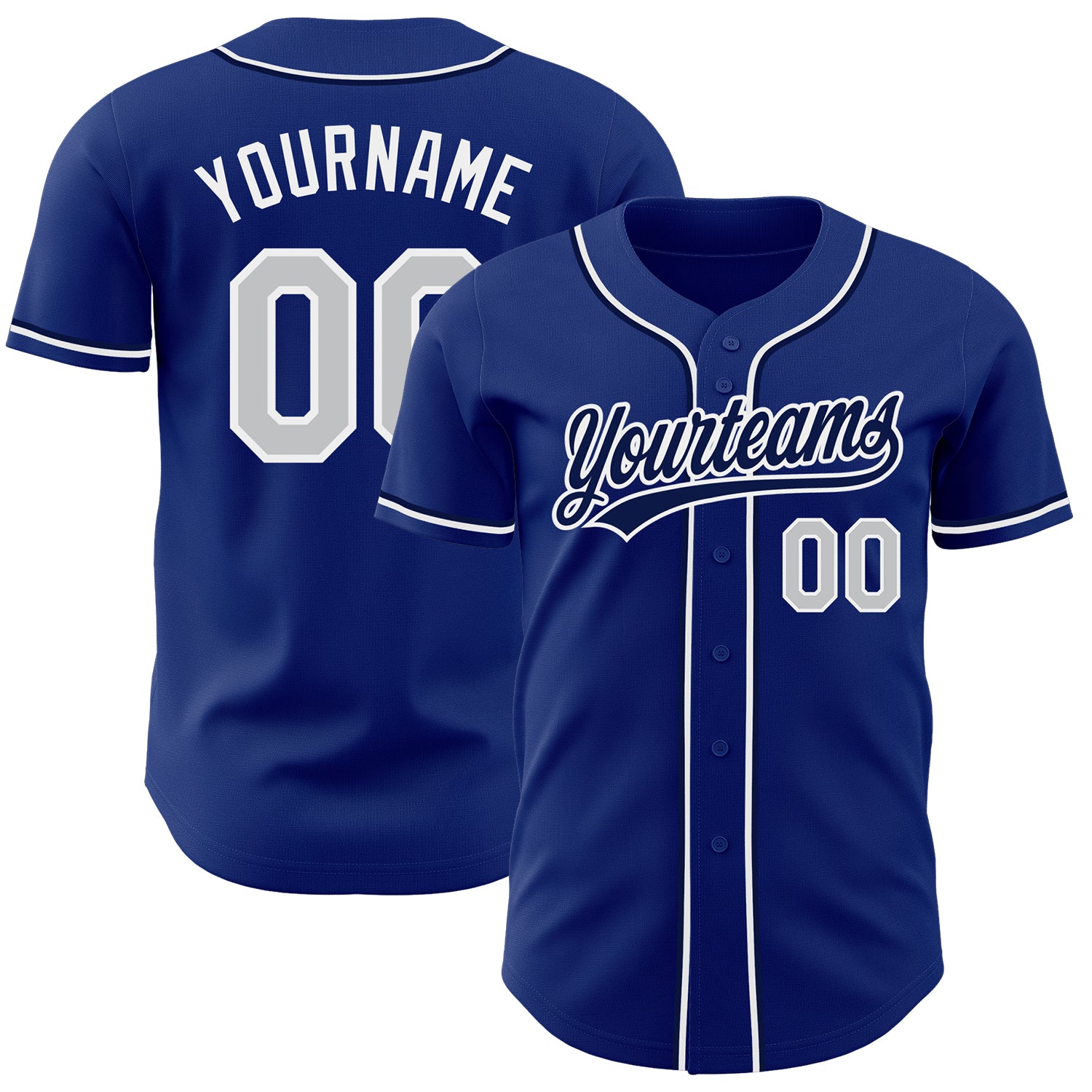 Custom Royal Gray White Baseball Jersey - Authentic Sports Apparel Jersey Custom Royal Gray-White Authentic Baseball Jersey