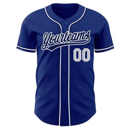Custom Royal Gray White Baseball Jersey - Authentic Sports Apparel Jersey Custom Royal Gray-White Authentic Baseball Jersey